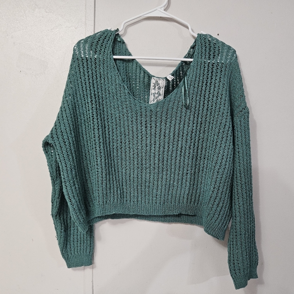 Sadie & Sage Teal V-Neck Sweater
